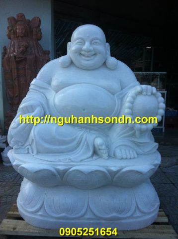 Tượng Phật di lặc lục tặc bằng đá cẩm thạch trắng nguyên khối